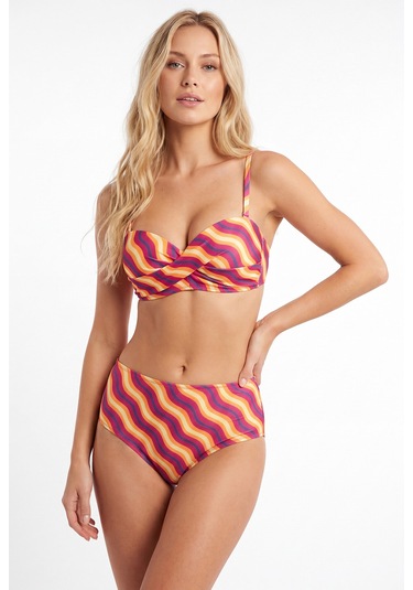 Nbb Kadın Renkli Straplez Yüksek Bel Bikini Takımı Çok Renkli