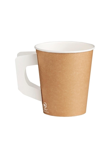 Pappbeger Kulplu Saplı 175 Ml. 6 Oz Kraft Karton Bardak - Gri - 30 Adetlik 3 Paket 3