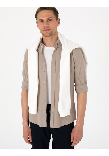 Pierre Cardin Erkek Vizon Gömlek Desenli 50307025-vr052 Vizon