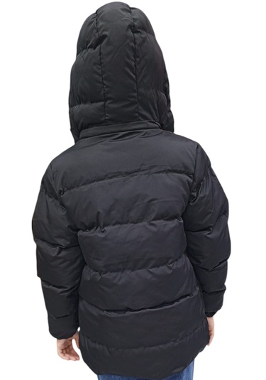 Kız Çocuk Kapüşonu Çıkabilen Fermuar Kapamalı Beli İp Bağlamalı İçi Peluş Astarlı Siyah Mont Siyah