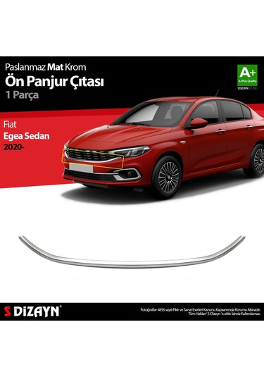 S-dizayn Fiat Egea Sedan Krom Ön Panjur Çıtası 2020 Üzeri Mat Krom