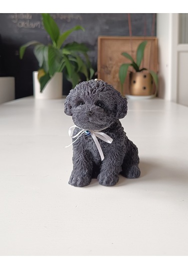 Köpek Figürlü Mum Gri 12 Cm