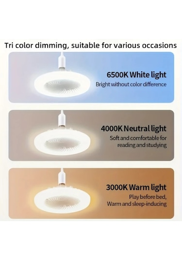 Xuweiwei Beyaz Led Akıllı Fan Işığı 3 Hız 17 Mod Karartma Uzaktan Kumanda E27 Düşük Profil Tavan Fanı