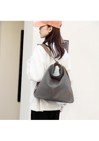 Dancemonkey Siyah Sırt Sırt Omuz Kapasiteli Kanvas Kadın Çantası Çantası Çantası Çantası Büyük Zp Siyah