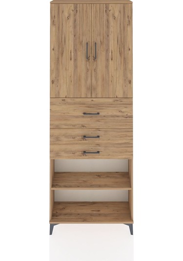 Arges Dolap 4 Raflı 3 Çekmeceli 2 Kapaklı 88x30x243 Çam-çam Aytası