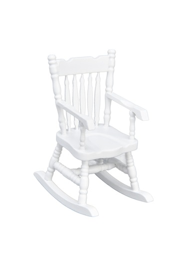 Vkemall 1:12 Ölçekli Bebek Evleri İçin Ahşap Beyaz Kayar Sandalye - Mini Masaüstü Dekoratif Simülasyon Mobilya Diğer