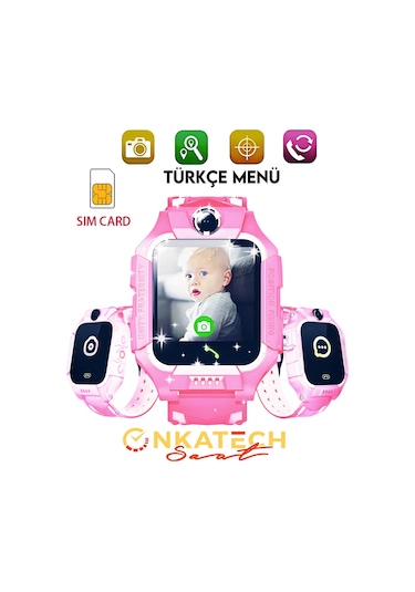Onkatech Sim Kartlı LBS Konum Takipli Akıllı Çocuk Saati (İthalatçı Garantili)