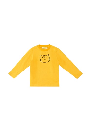 Denokids Sevimli Kedi Erkek Bebek T-shirt Pantolon Takım Kahverengi - Sarı