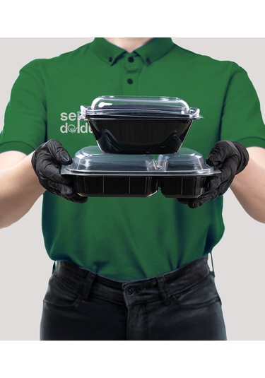 Termoform 3 Gözlü Yemek Kabı + Kapak - 200 Adet Mikro Dalga'da Kullanılabilir Diğer