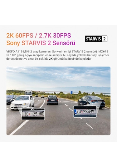 Viofo A119 Mini-2 Hdr 2k 60fps 5ghz Wifi Ve Gps'li Araç Kamerası