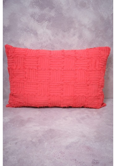 Peraluna Foam Pıllow Şifon Şerit Triko Yastık Kılıfı 60x40 Cm Koral - Koral