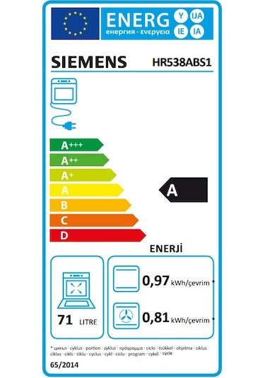 Siemens HR538ABS1 71 L Ankastre Fırın