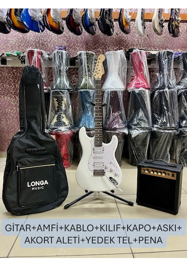 2 Humbucker 1 Sıngle Elektro Gitar Seti 15 Watt Amfi Kılıf Dahil