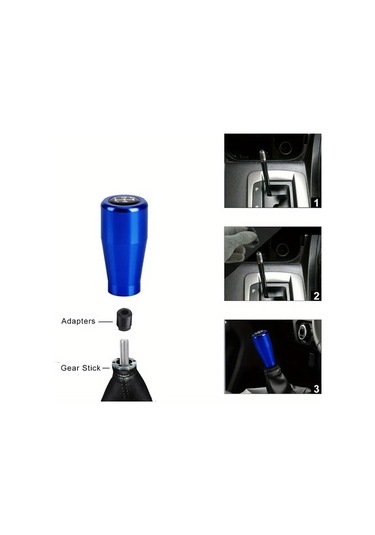 Xuweiwei Mavi 5 Vites Manuel Vites Topuzu Aluminyum Abs Kısa 7cm 3 Adaptörlü