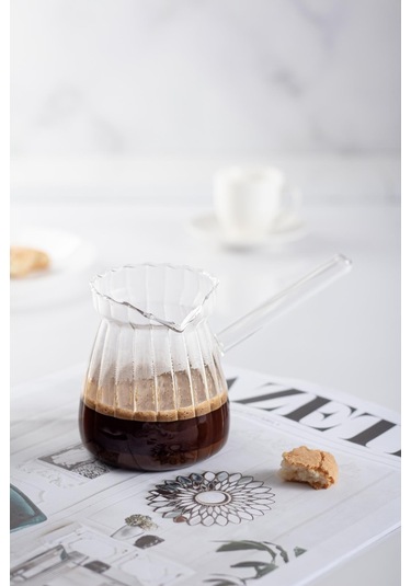 Isıya Dayanıklı Ocakta Kullanmaya Uygun Lüks Borusilikat Cam Cezve 400 Ml