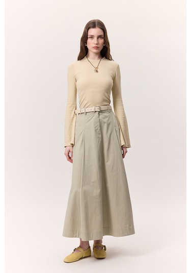 Cep Detaylı Geniş Etek Soft Yeşil Soft Yeşil