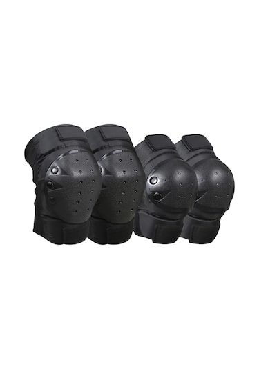 Kangvka Bisiklet Ve Motosiklet İçin Koruyucu Dizlik Ve Dirseklik Seti Eva Ve Pe Malzeme İle Tam Koruma Siyah