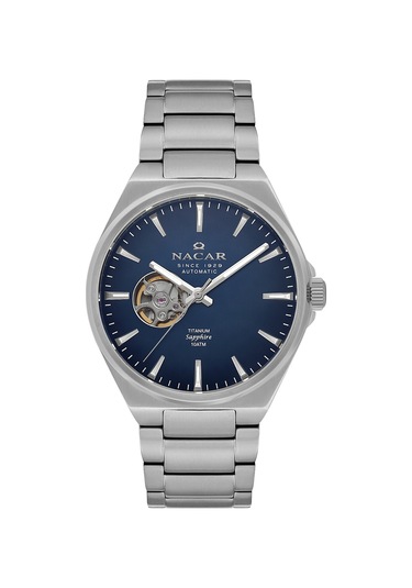 Nacar Safir Cam Klasik Gümüş Erkek Kol Saati Nc33-258378-alm