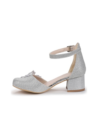 Kiko Kids Zete Kum Simli Kız Çocuk 4 Cm Topuklu Abiye Ayakkabı Gümüş GÜMÜŞ