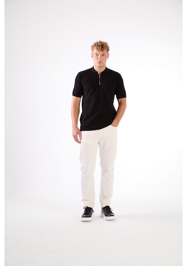Dufy Siyah Örgü Erkek Triko - Slim Fit SIYAH