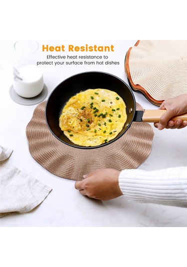 6 Adet 38 Cm Yuvarlak Amerikan Servisi, Dokuma Tasarım, Isıya Dayanıklı, Kaymaz, Diğer