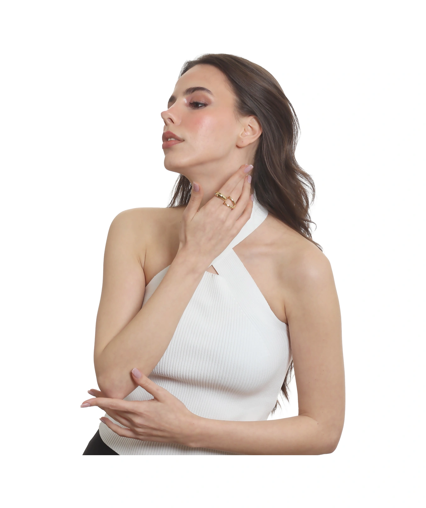 Labalaba Kadın İki Parmak Tasarım Yüzük Altın