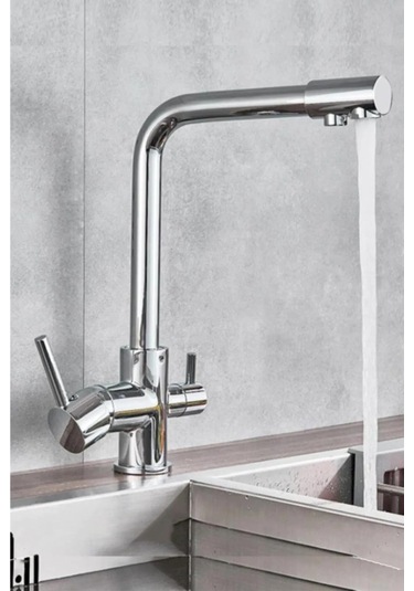 3 Yollu Arıtma Bataryası Arıtma Çıkışlı Eviye Batarya Sıcak Gümüş