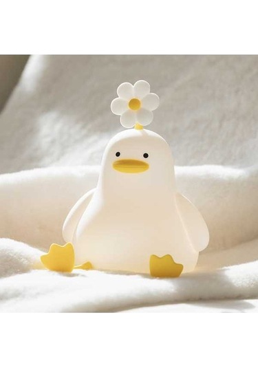 Novahub Dokunmatik Silikon Gece Lambası Küçük Ördek Tasarımı Beyaz Beyaz