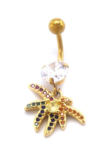 Ferizz Altın Kaplama Zirkon Taşlı Palmiye Piercing Prc-121 Altın