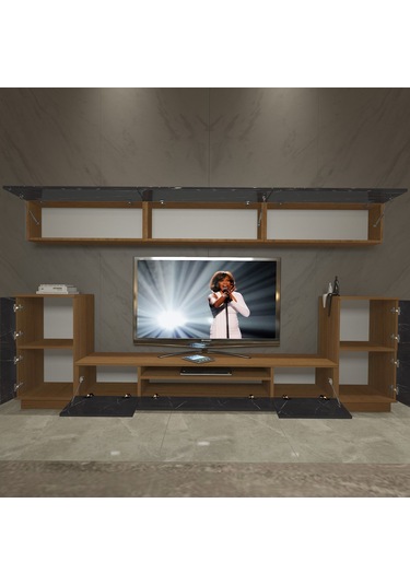 Decoraktiv Trendstyle 9 Slm Tv Ünitesi Tv Sehpası Ceviz - Siyah Mermer