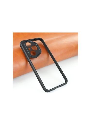 Honor 400 Pro Kılıf Kamera Korumalı Şeffaf Arka Yüzey Mkst New Roll Kapak - Siyah Siyah Siyah