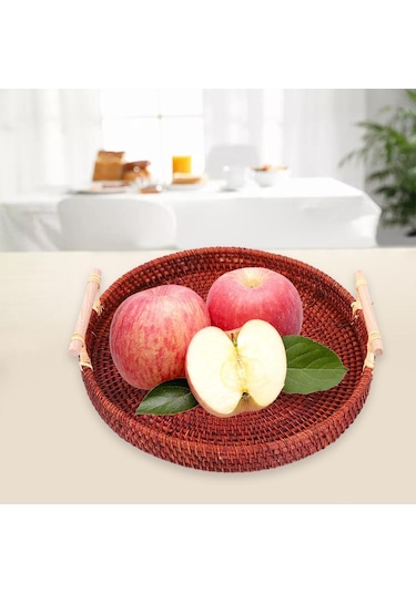 Suntek Gıda Meyve Tatlısı Depolama Için Dokuma Servis Tepsisi Koyu Kahverengi Orta Koyu Kahverengi