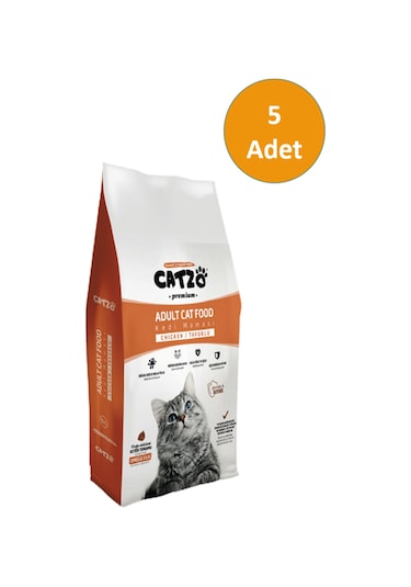Catzo Premium Tavuklu Kedi Maması 5 x 1 KG