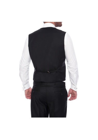 Slim Fit Saten Biyeli Siyah Damatlık Smokin Yelek Y 120 Siyah