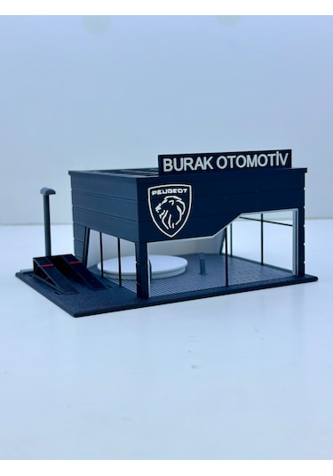 1/64 Ölçekli Peugeot Diorama Tasarımlı Araç Sergileme Garajı 3d Baskı