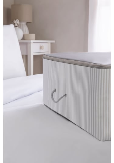 Ocean Home Textile Mega Boy Gri Çizgili Stuff & Things Baza Altı Hurç 74 x 46 x 22 cm