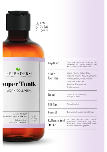 Herbaderm Vegan Collagen Dolgunlaştırıcı Super Tonik 250 Ml