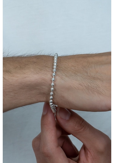 Gümüş Top Erkek Bileklik Zincir 20Cm 9Gr 4Mm Msn19B