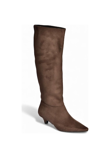 Fox Shoes V404012302 Kahverengi Süet Kısa Topuklu Kadın Çizme Kahverengi