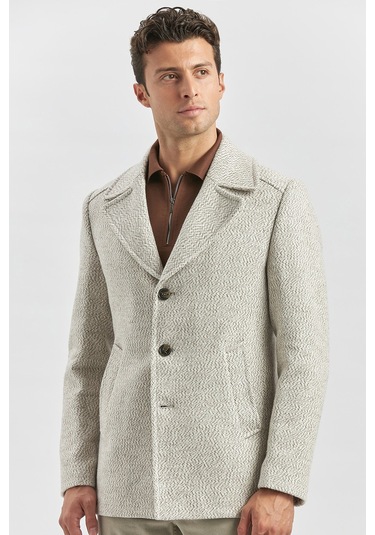 Kaşe Kırlangıç Yaka Desenli Astarlı Slim Fit Dar Kesim Klasik Mont 1007245150-açık Bej Açık Bej