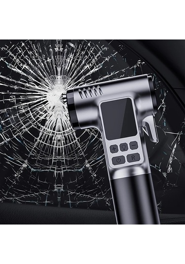 Xuweiwei Simli Siyah Kablosuz Tasinabilir Araba Hava Pompasi Led Isik Usb-c Sarj 18650 Lityum Pil Guvenlik Cekici Kemer Kesici Arac Lastikleri Icin