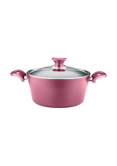 28 Cm Granit Derin Tencere Cam Kapak - Mürdüm Mürdüm