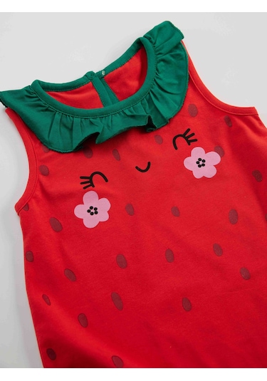 Denokids Tatlı Çilek Kız Bebek Pamuklu Yazlık Tulum Çok Renkli