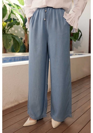 Neways 1105-denim Battal Lastikli Pantolon Mavi Çok Renkli