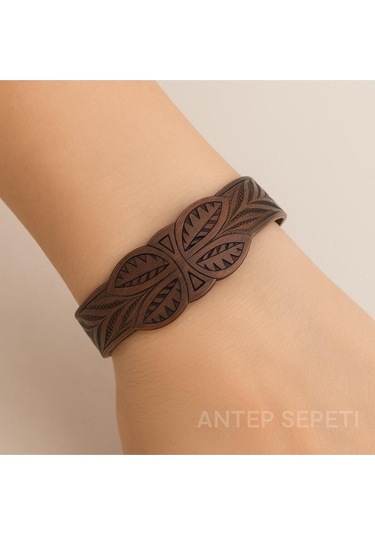Bakır Kelebek Motifli Bileklik Kahverengi