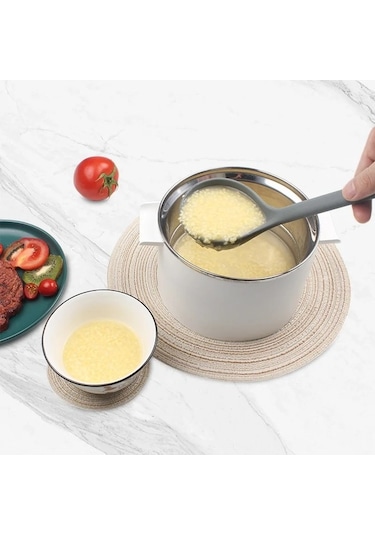 Novahub Black Büyük Kalın Silikon Kaşık Ramen Erişte Kepçe Uzun Sap Çorba Kaşığı 30x8.3cm Cn Black