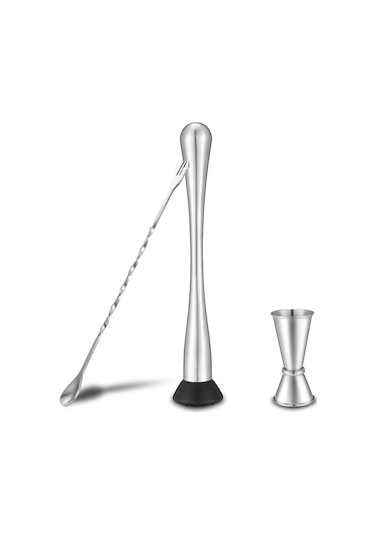 Dişli Mojito Tokmağı Jigger Ve Kokteyl Karıştırma Kaşığı Çatallı