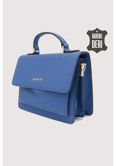 Hakiki Deri Kadın El Çantası Mavi Smr9022 Mavi