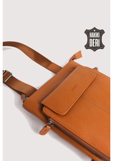Hakiki Deri Erkek Postacı Çantası Taba Smr9279 Taba