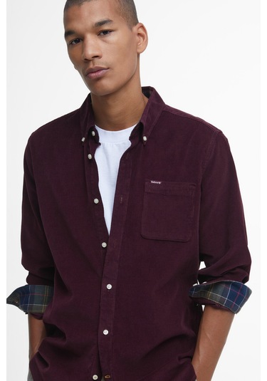 Barbour Ramsey Tailored Cord Gömlek Re89 Winter Red Bordo